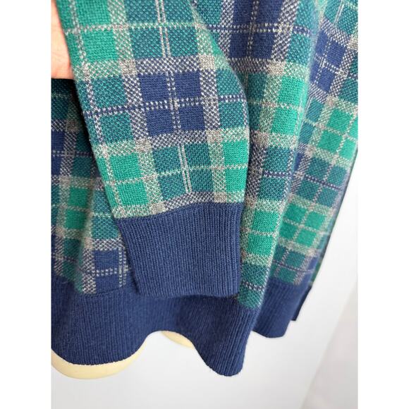 Brooks Brothers Sweater Women's M Green Blue Tartan Plaid Removable Collar - Picture 6 of 15